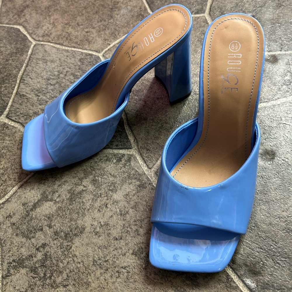 Blue Women's Heeled Mules